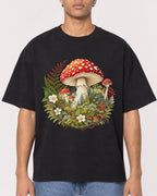 Mockup Boxy Heavyweight Tee Black male close-up 10