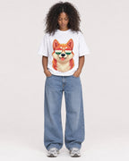 Mockup Boxy Heavyweight Tee White female full-body 05