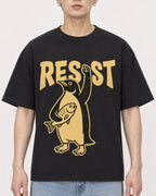 Mockup Boxy Heavyweight Tee Black male close-up 01