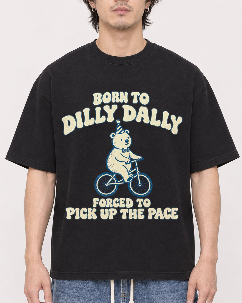 Mockup Boxy Heavyweight Tee Black male close-up 03