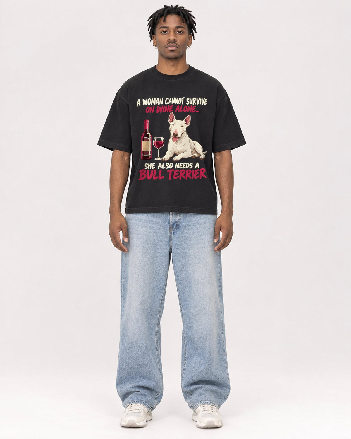 Mockup Boxy Heavyweight Tee Black male full-body 05