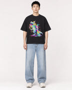 Mockup Boxy Heavyweight Tee Black male full-body 21