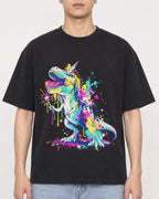 Mockup Boxy Heavyweight Tee Black male close-up 21