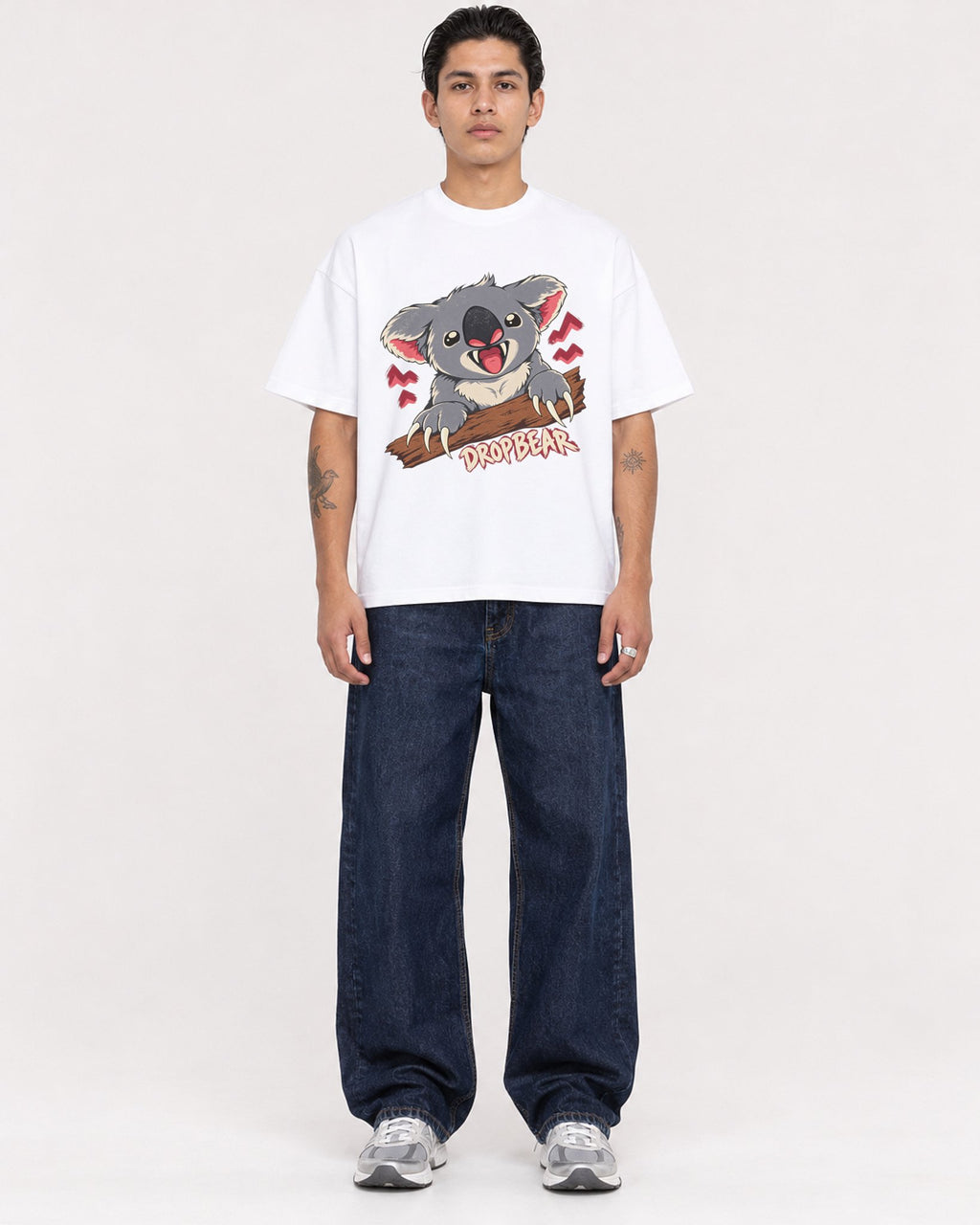 Mockup Boxy Heavyweight Tee White male full-body 36