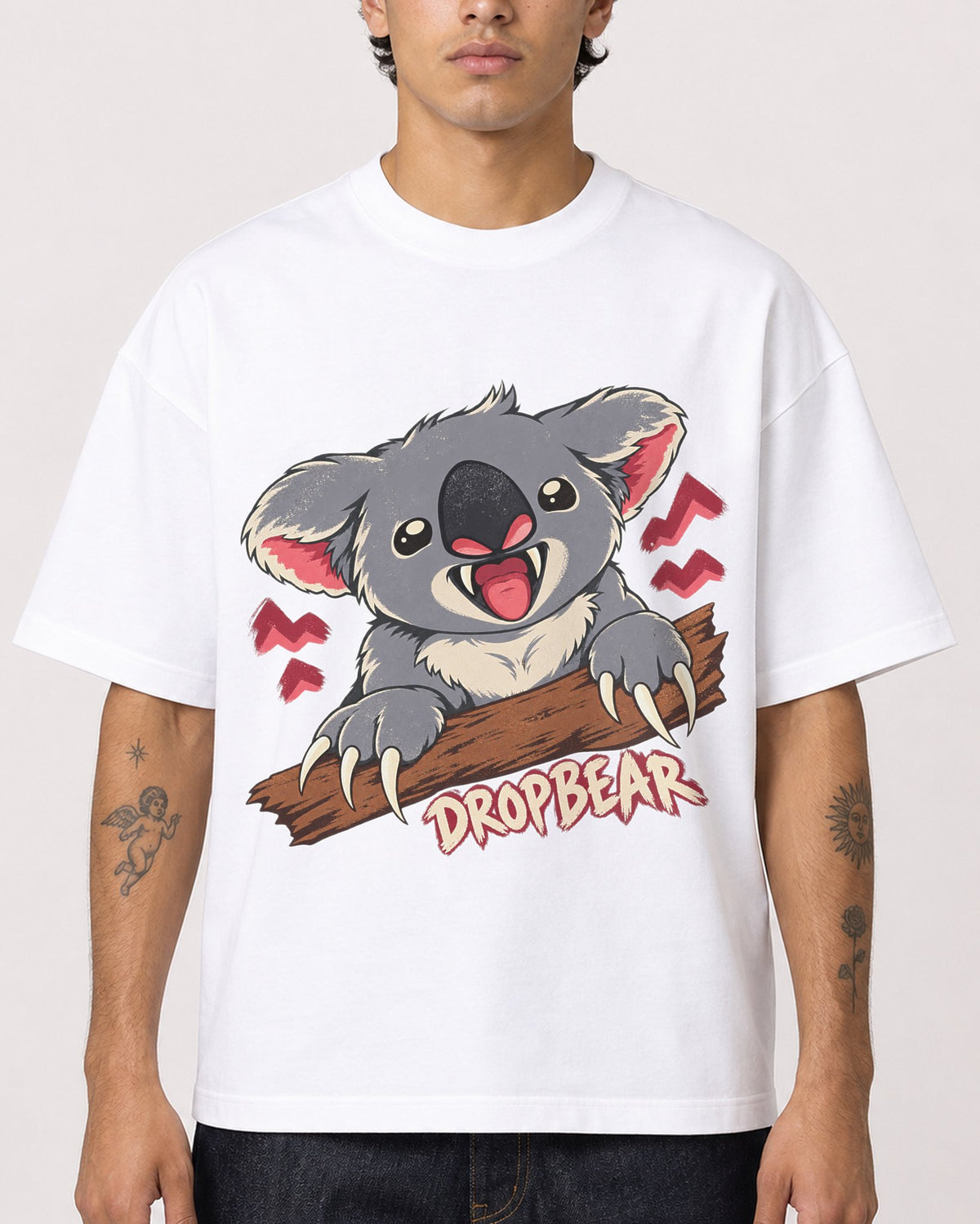 Mockup Boxy Heavyweight Tee White male close-up 36