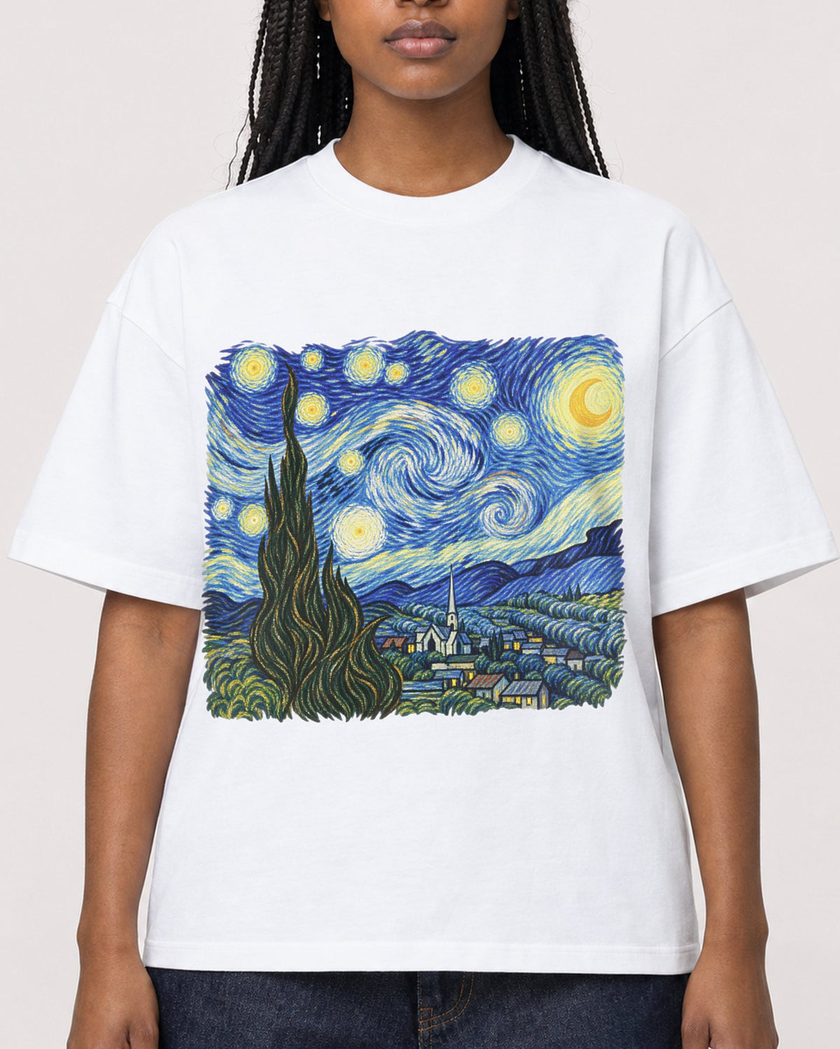 Mockup Boxy Heavyweight Tee White female close-up 04