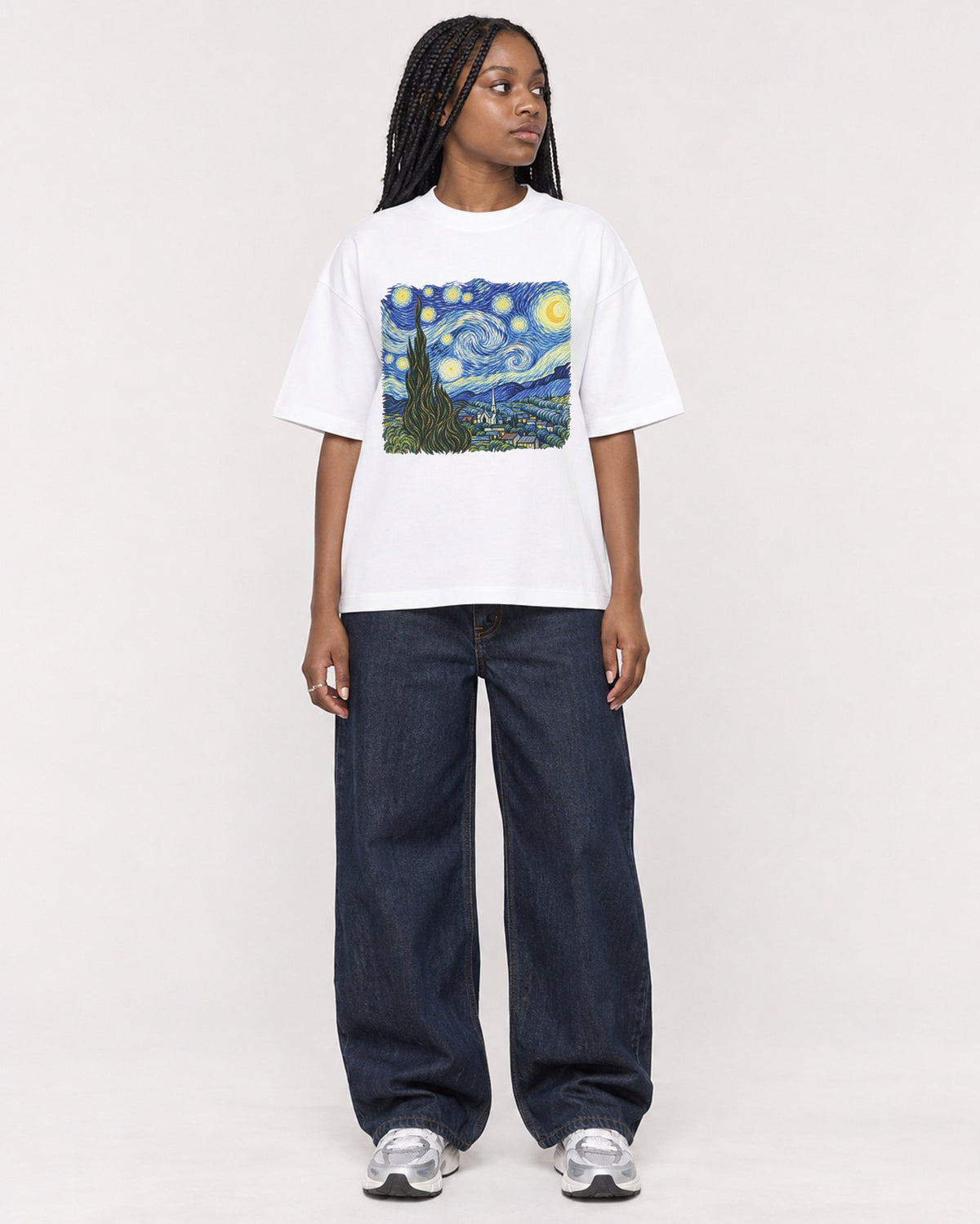 Mockup Boxy Heavyweight Tee White female full-body 04