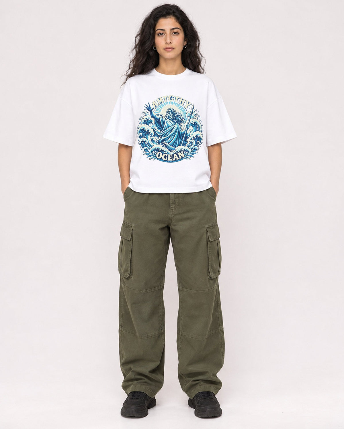 Mockup Boxy Heavyweight Tee White female full-body 07