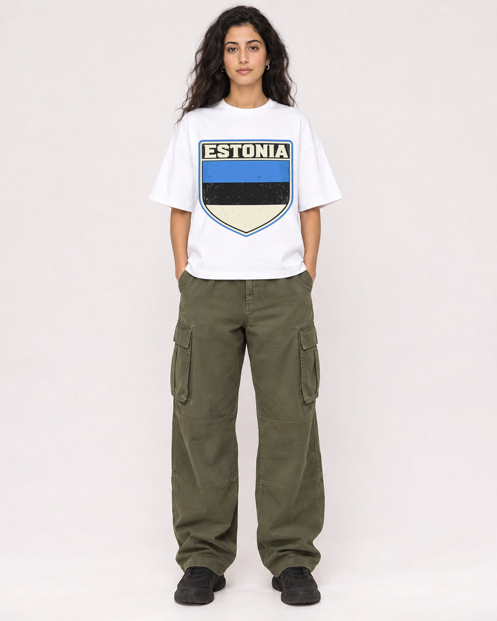 Mockup Boxy Heavyweight Tee White female full-body 07