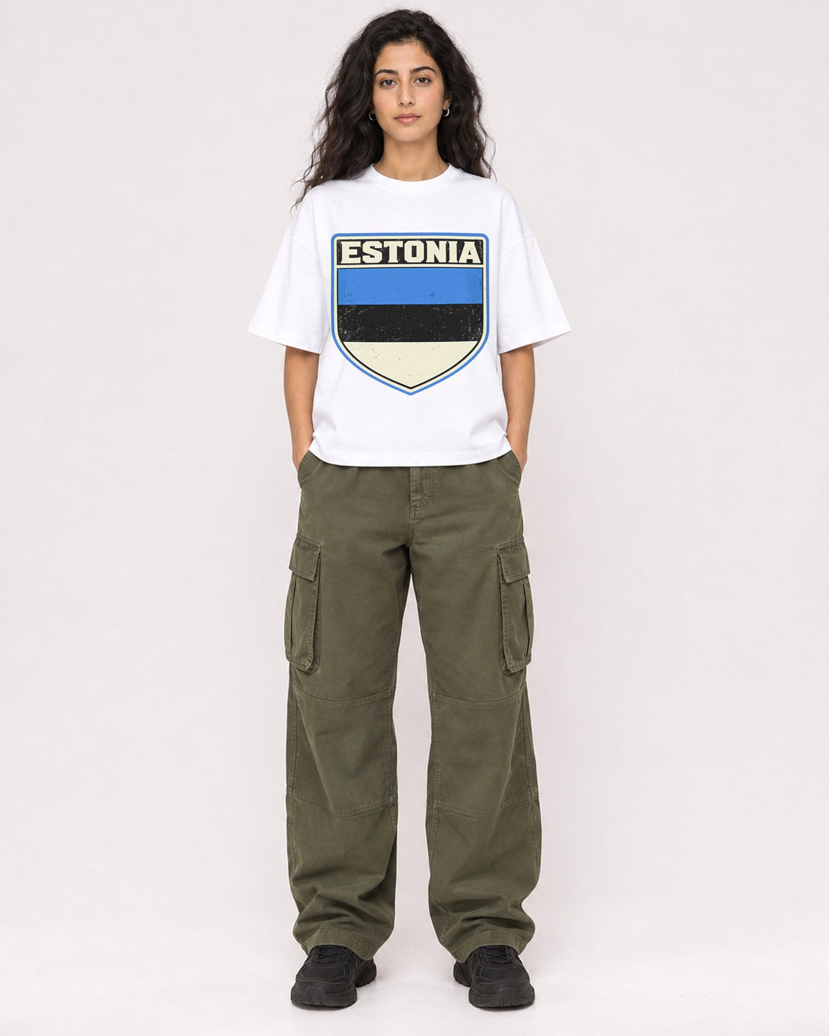 Mockup Boxy Heavyweight Tee White female full-body 07