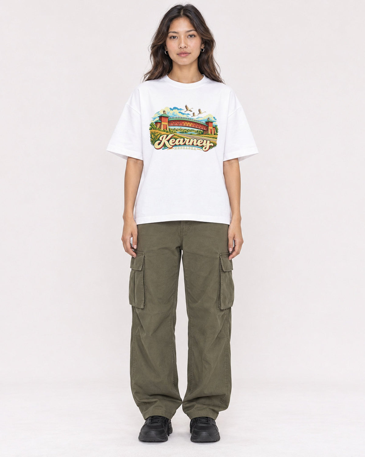 Mockup Boxy Heavyweight Tee White female full-body 02