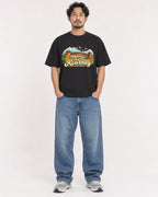 Mockup Boxy Heavyweight Tee Black male full-body 02