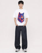 Mockup Boxy Heavyweight Tee White male full-body 01