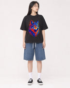 Mockup Boxy Heavyweight Tee Black female full-body 01