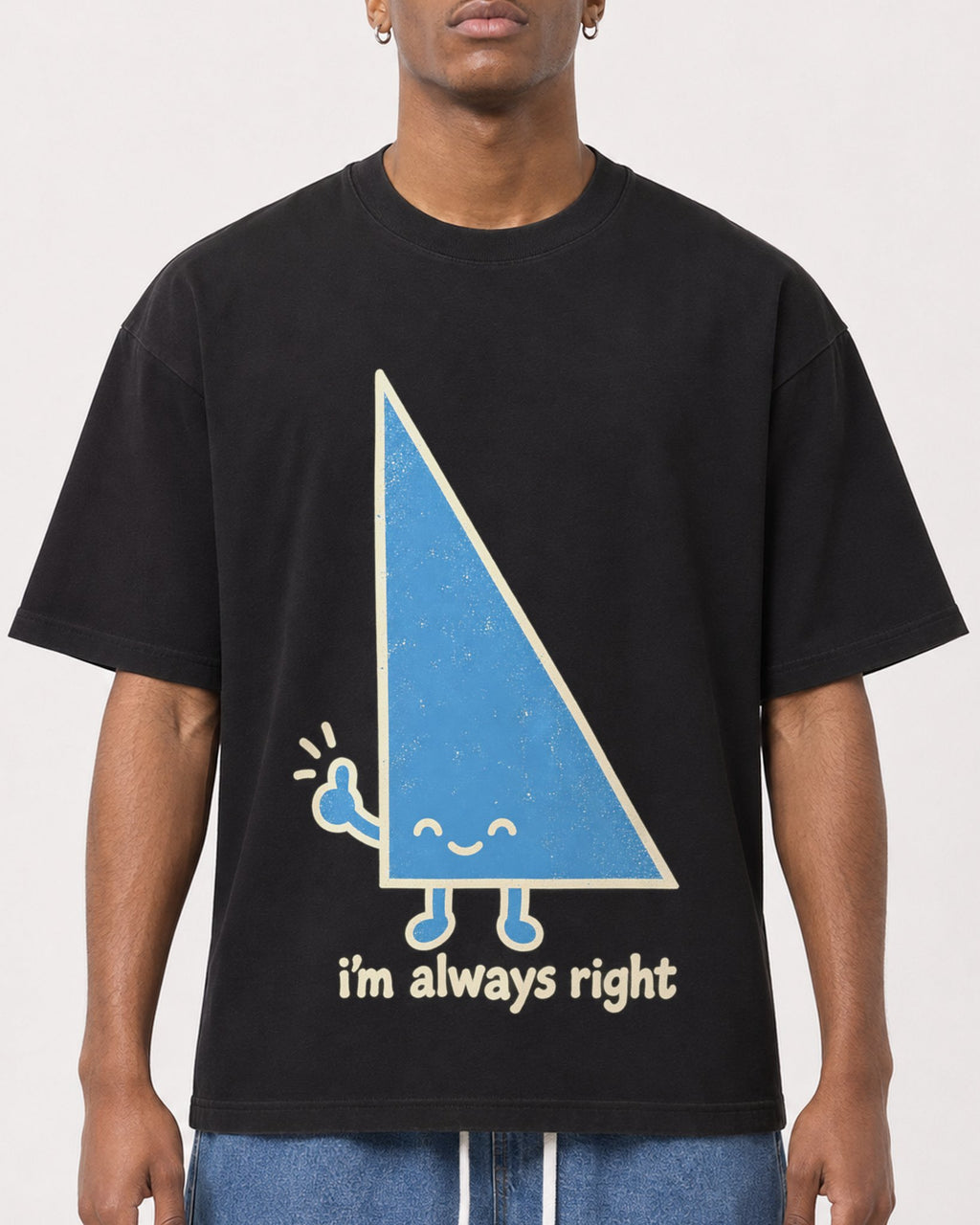 Mockup Boxy Heavyweight Tee Black male close-up 15