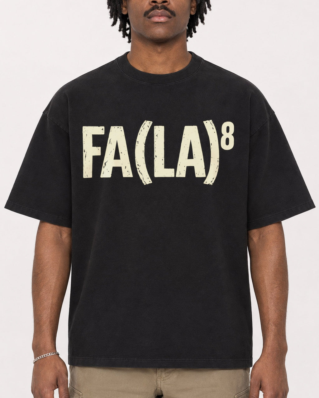 Mockup Boxy Heavyweight Tee Black male close-up 04