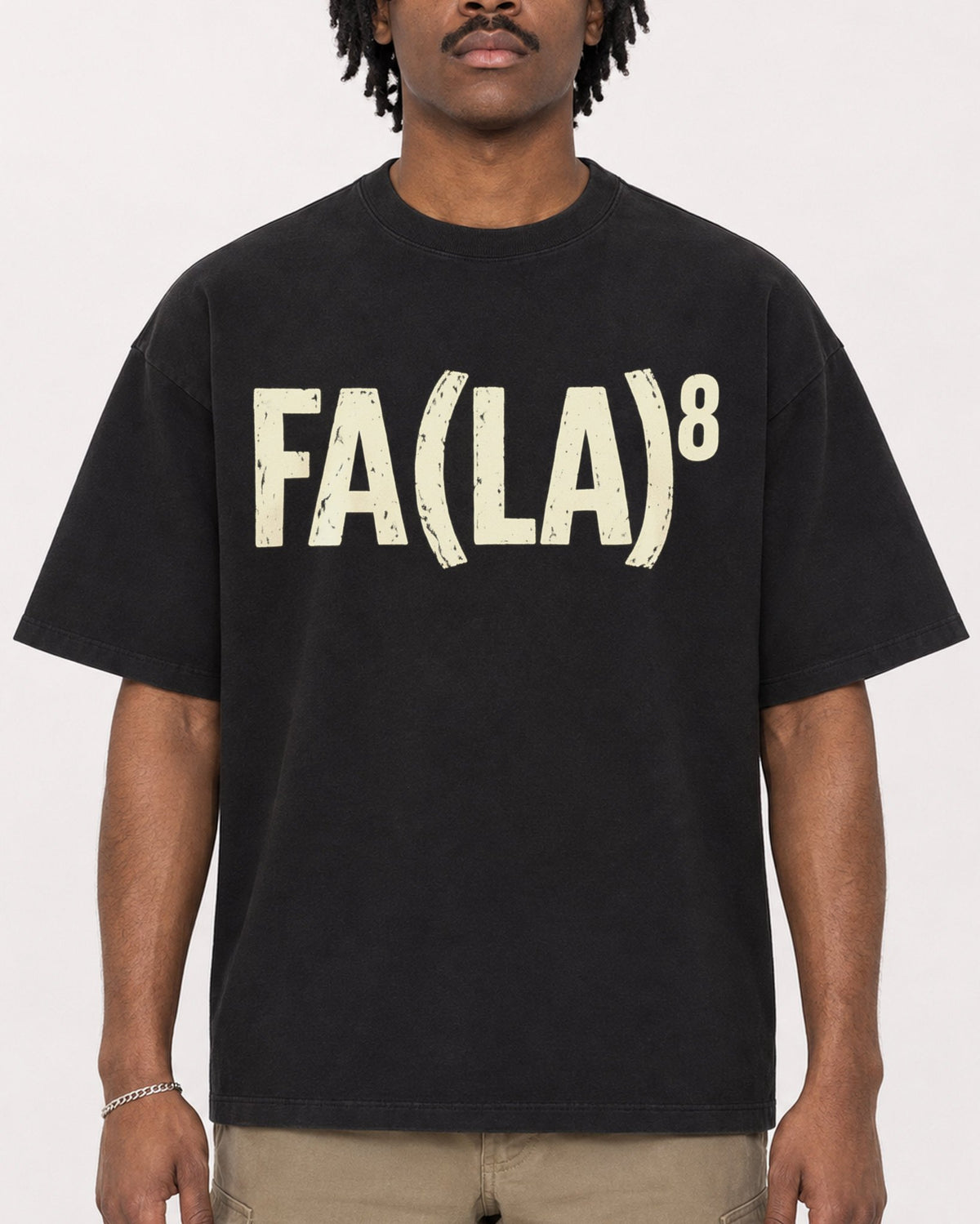 Mockup Boxy Heavyweight Tee Black male close-up 04