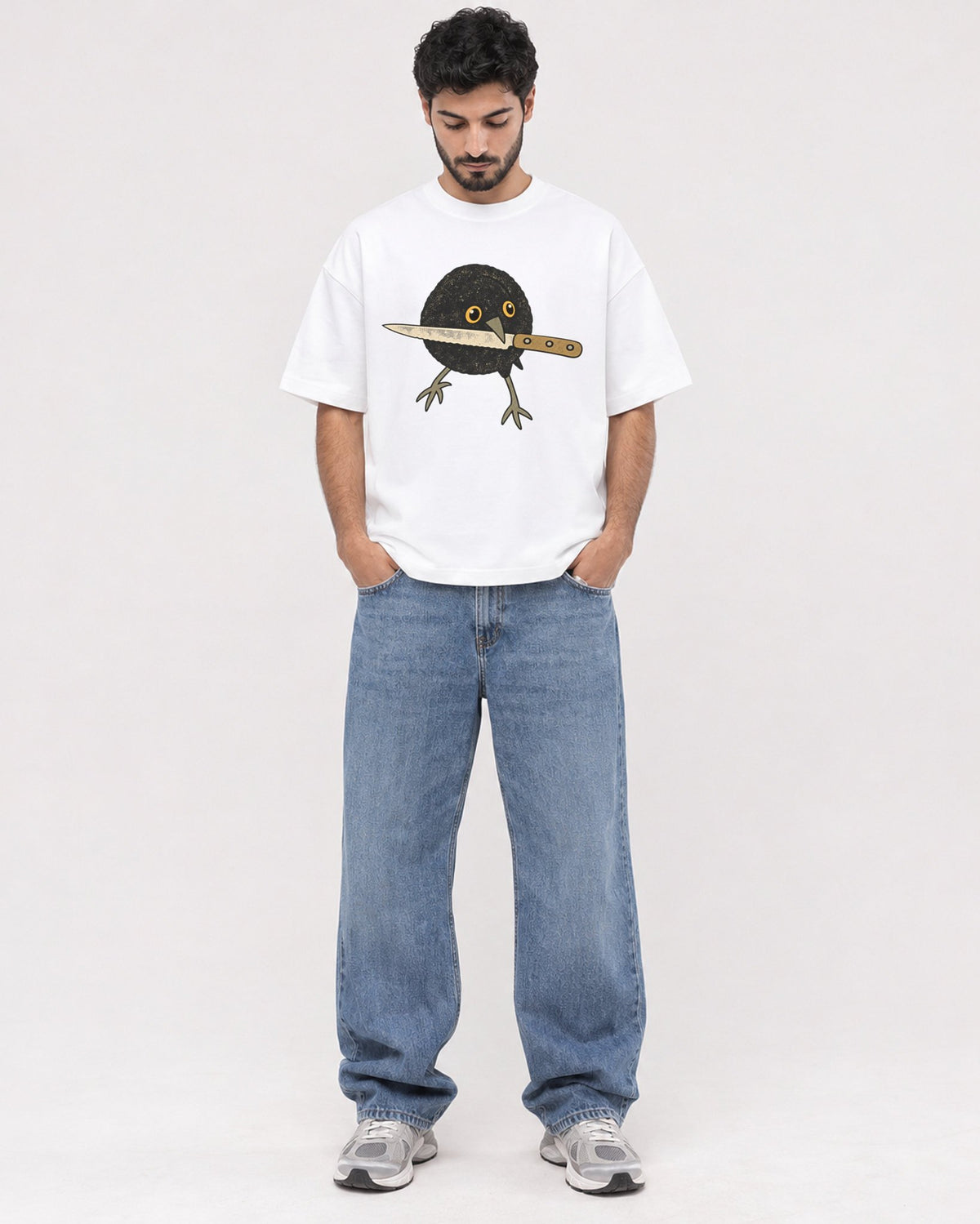 Mockup Boxy Heavyweight Tee White male full-body 07