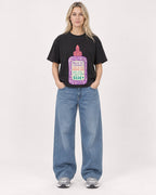 Mockup Boxy Heavyweight Tee Black female full-body 08