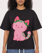 Mockup Boxy Heavyweight Tee Black female close-up 05