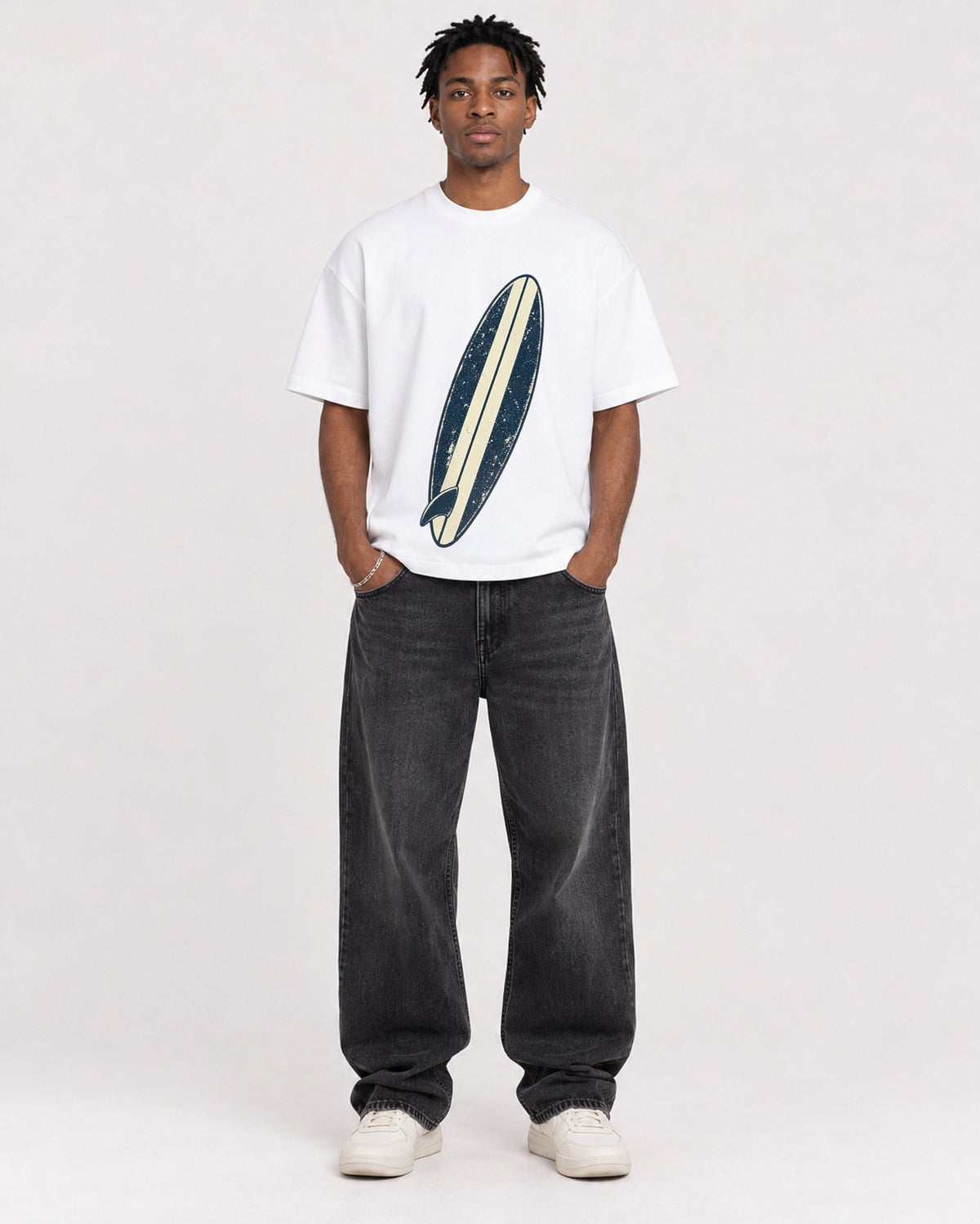Mockup Boxy Heavyweight Tee White male full-body 05