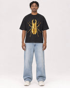 Mockup Boxy Heavyweight Tee Black male full-body 05
