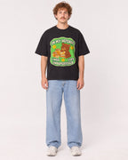 Mockup Boxy Heavyweight Tee Black male full-body 09