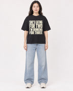 Mockup Boxy Heavyweight Tee Black female full-body 03