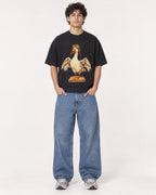 Mockup Boxy Heavyweight Tee Black male full-body 26