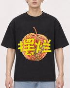 Mockup Boxy Heavyweight Tee Black male close-up 01