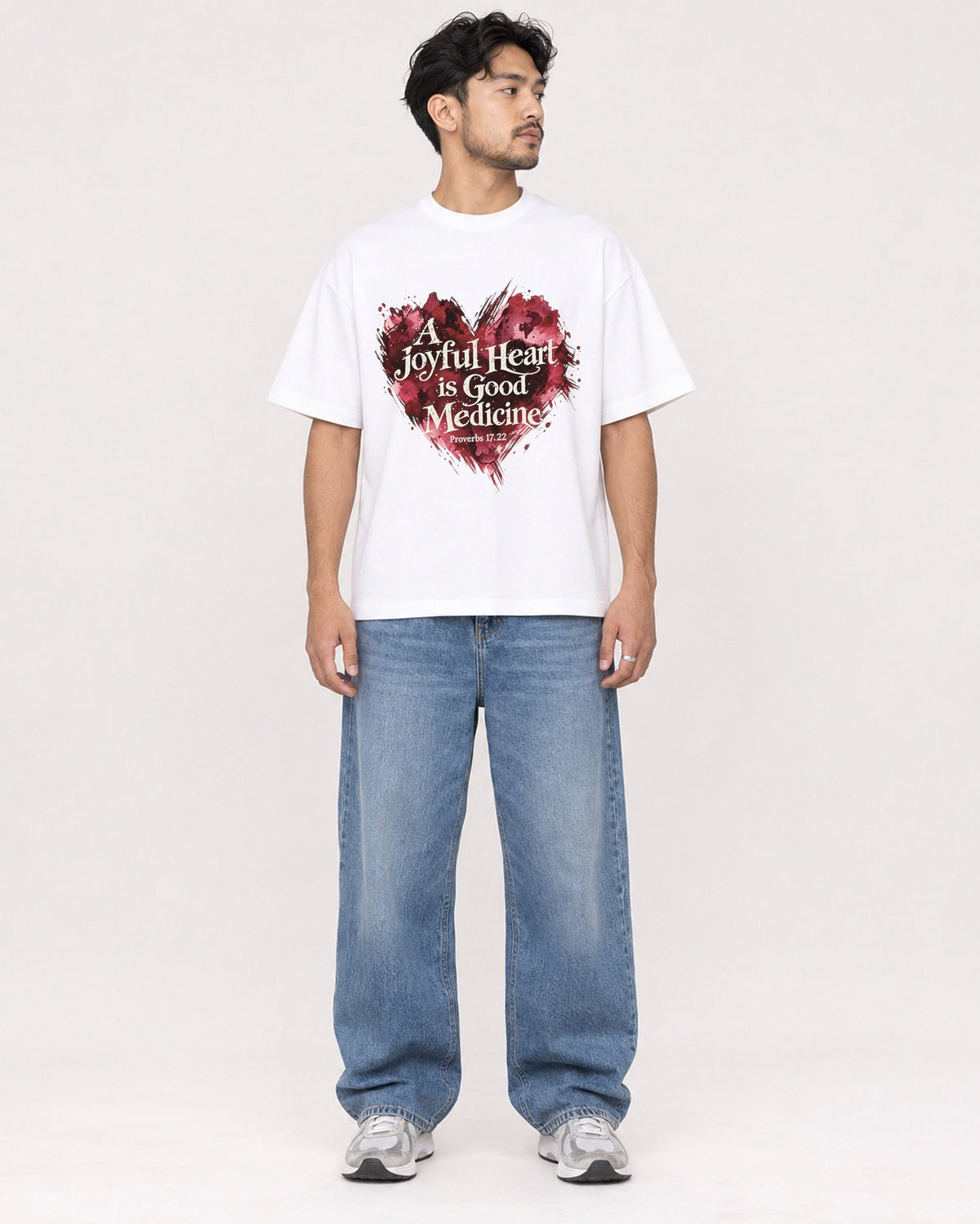 Mockup Boxy Heavyweight Tee White male full-body 02