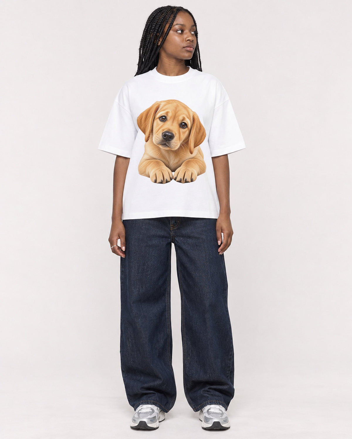 Mockup Boxy Heavyweight Tee White female full-body 04