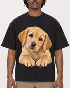 Mockup Boxy Heavyweight Tee Black male close-up 04