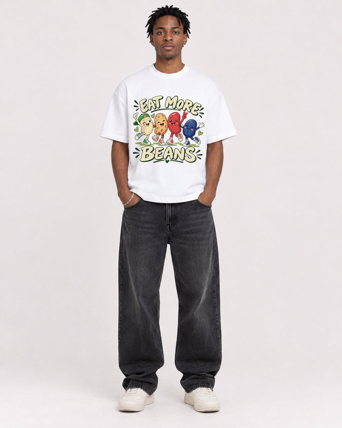 Mockup Boxy Heavyweight Tee White male full-body 05
