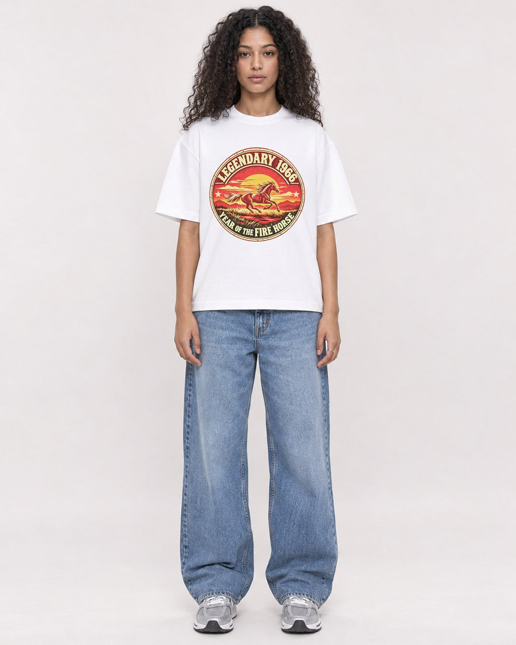 Mockup Boxy Heavyweight Tee White female full-body 10