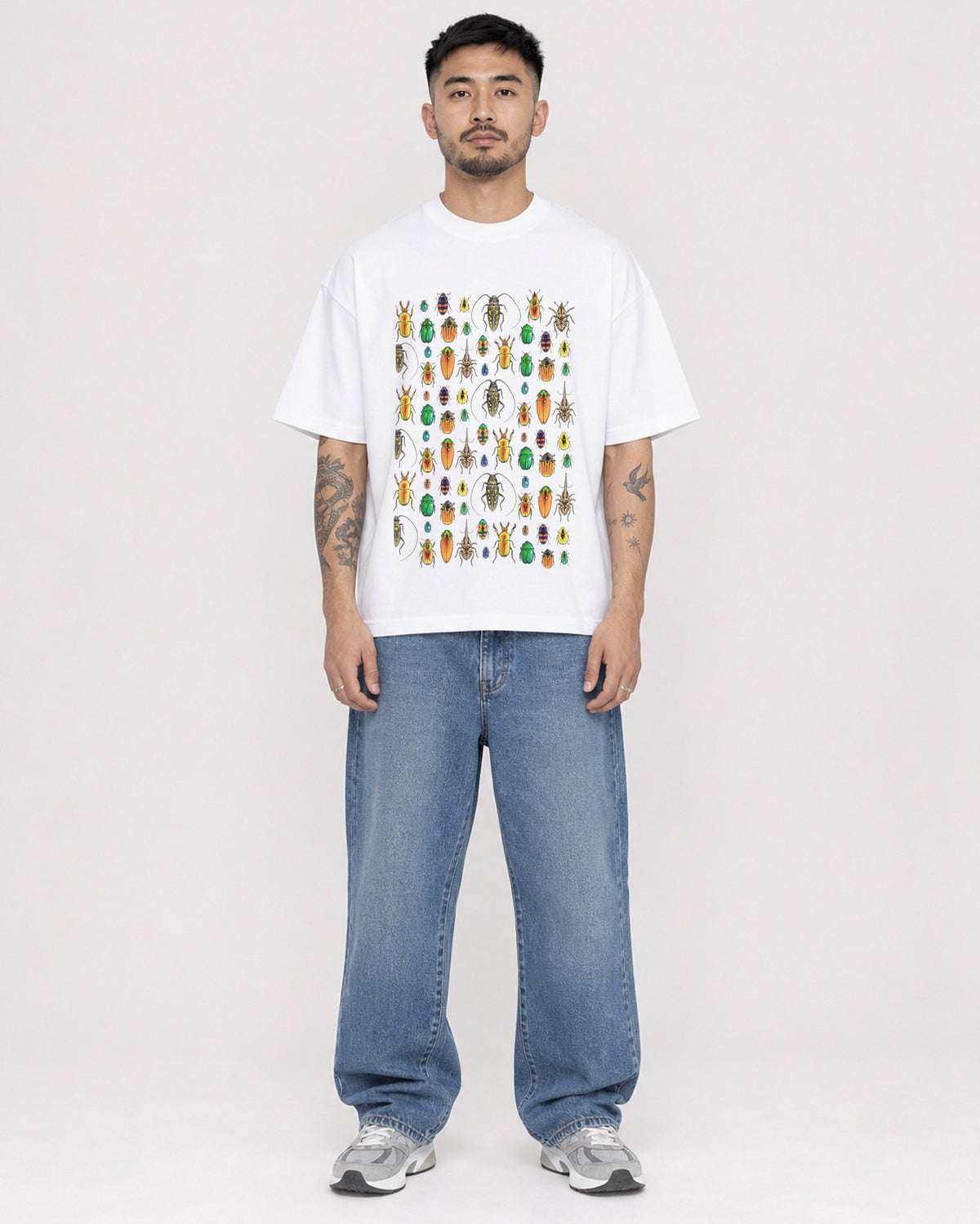Mockup Boxy Heavyweight Tee White male full-body 12