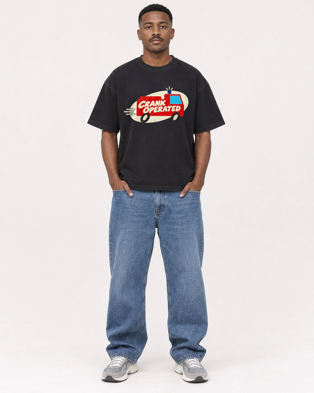 Mockup Boxy Heavyweight Tee Black male full-body 14
