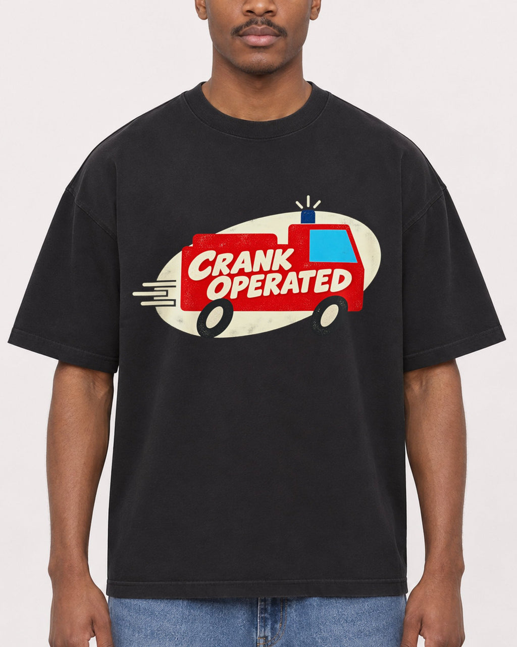 Mockup Boxy Heavyweight Tee Black male close-up 14
