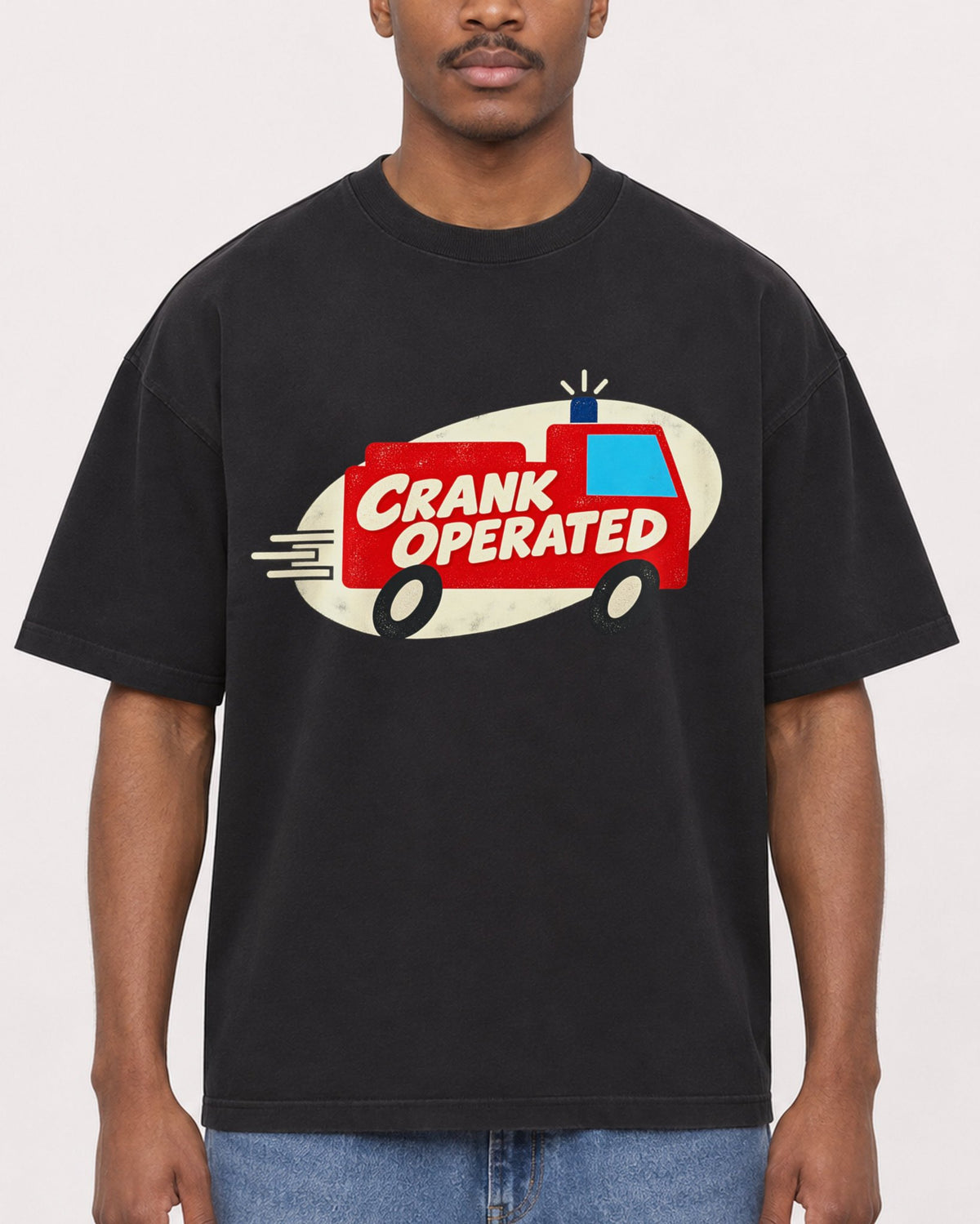 Mockup Boxy Heavyweight Tee Black male close-up 14