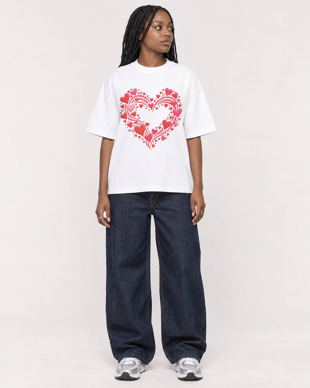 Mockup Boxy Heavyweight Tee White female full-body 04