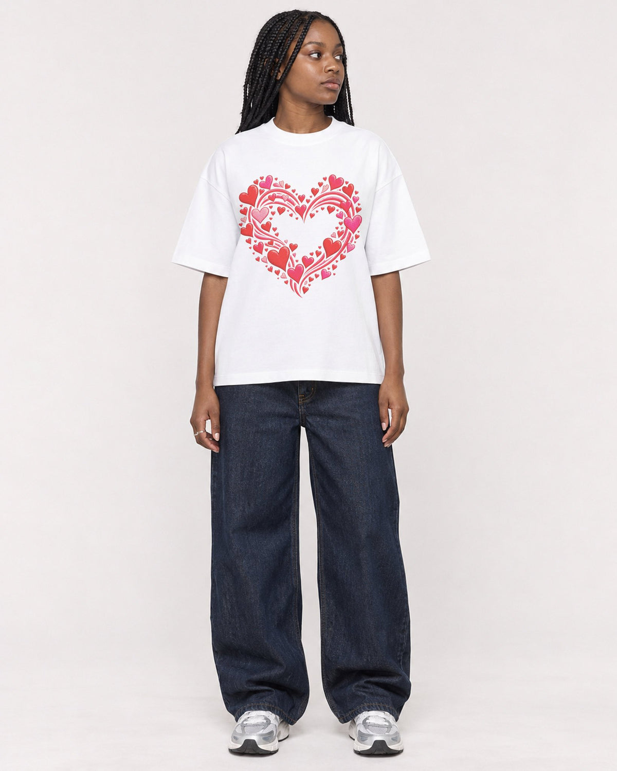 Mockup Boxy Heavyweight Tee White female full-body 04