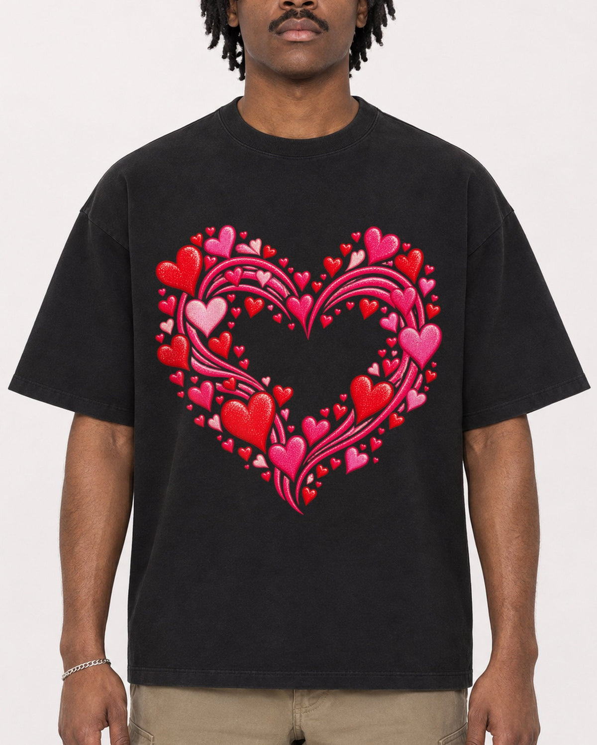 Mockup Boxy Heavyweight Tee Black male close-up 04