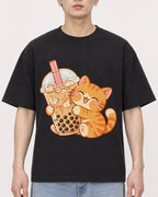 Mockup Boxy Heavyweight Tee Black male close-up 01