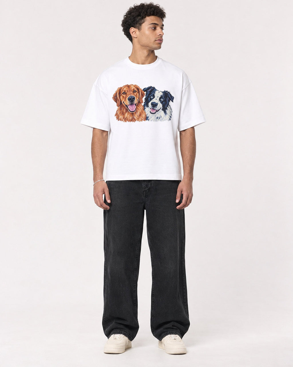 Mockup Boxy Heavyweight Tee White male full-body 10