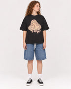 Mockup Boxy Heavyweight Tee Black female full-body 09