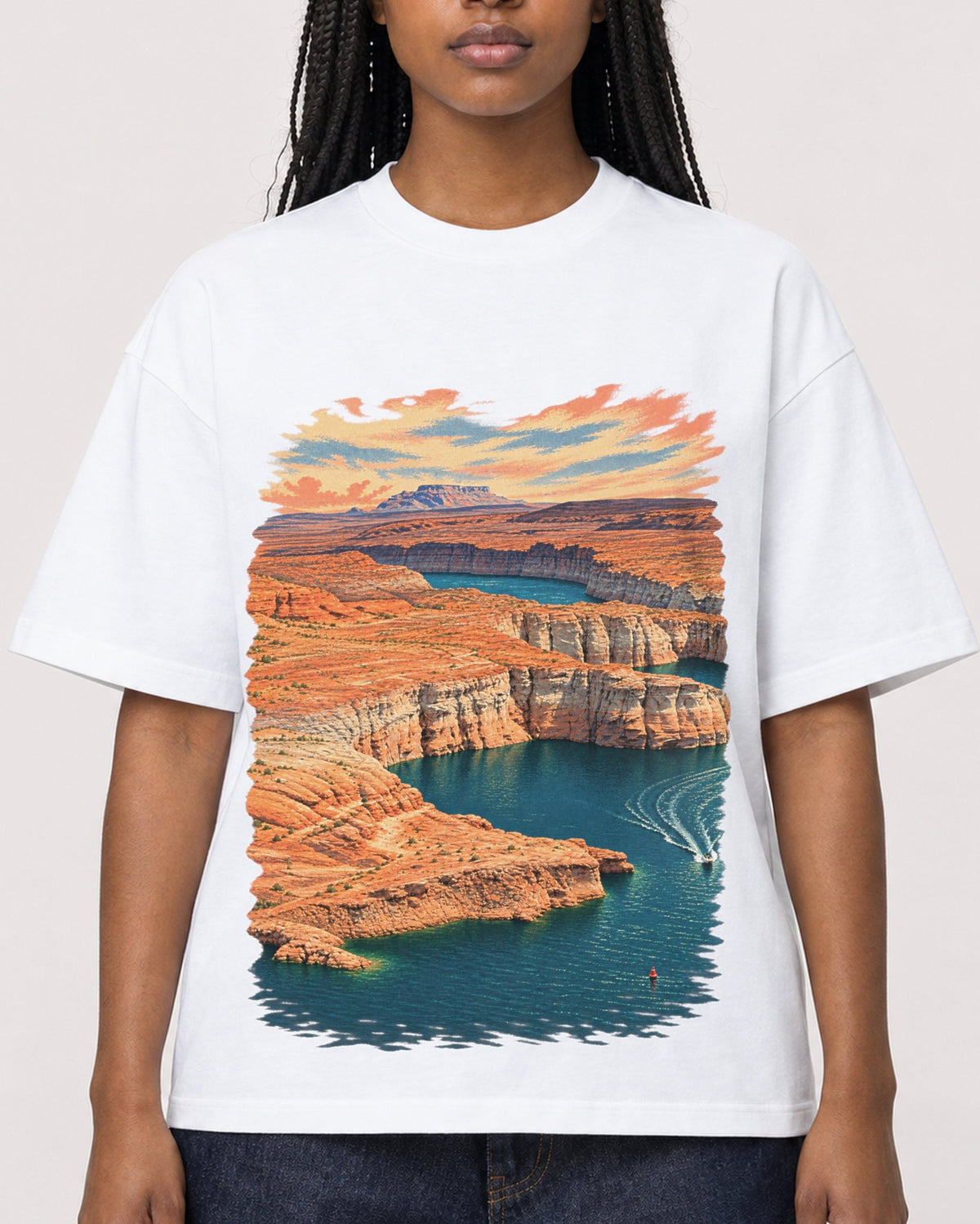 Mockup Boxy Heavyweight Tee White female close-up 04