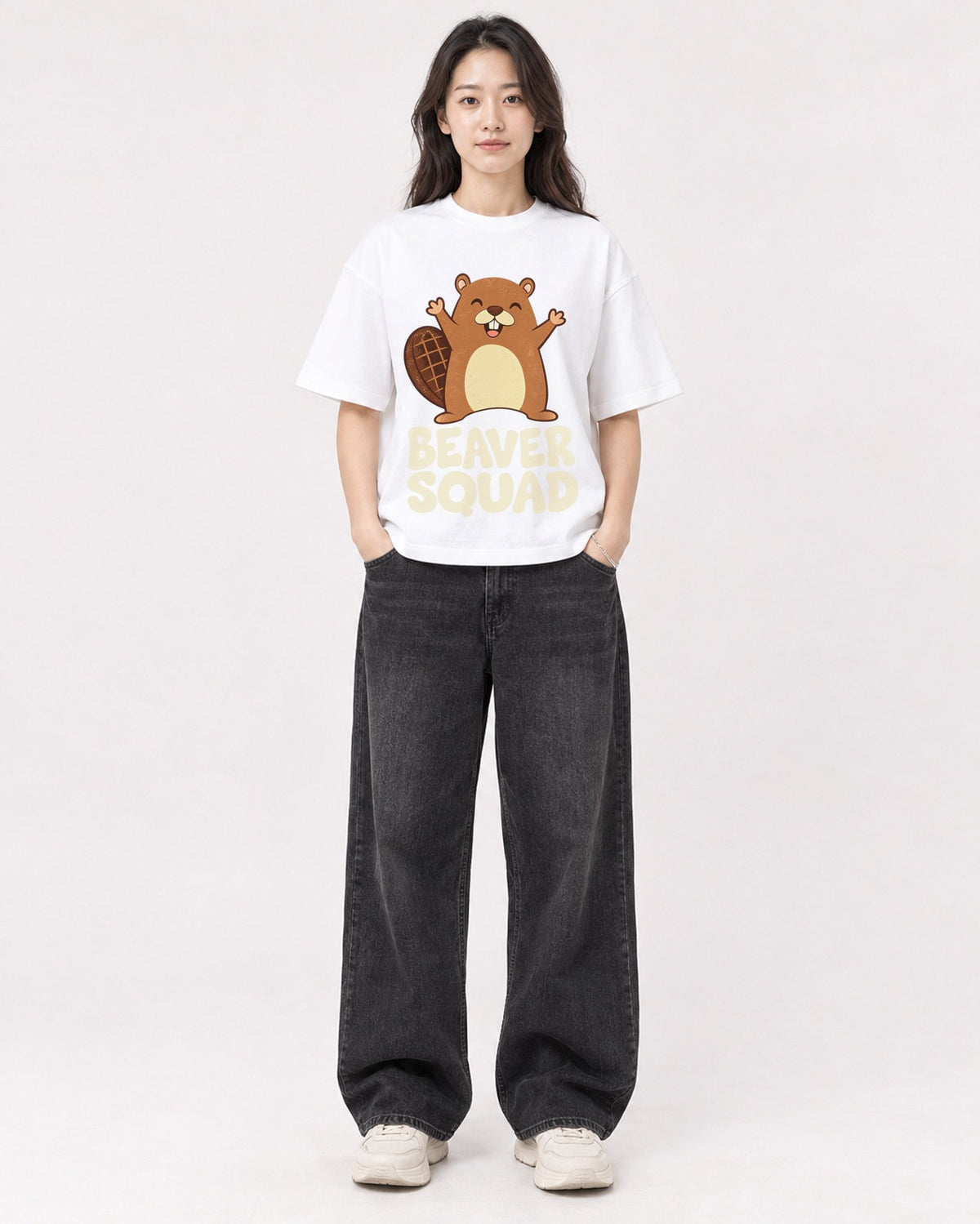 Mockup Boxy Heavyweight Tee White female full-body 03