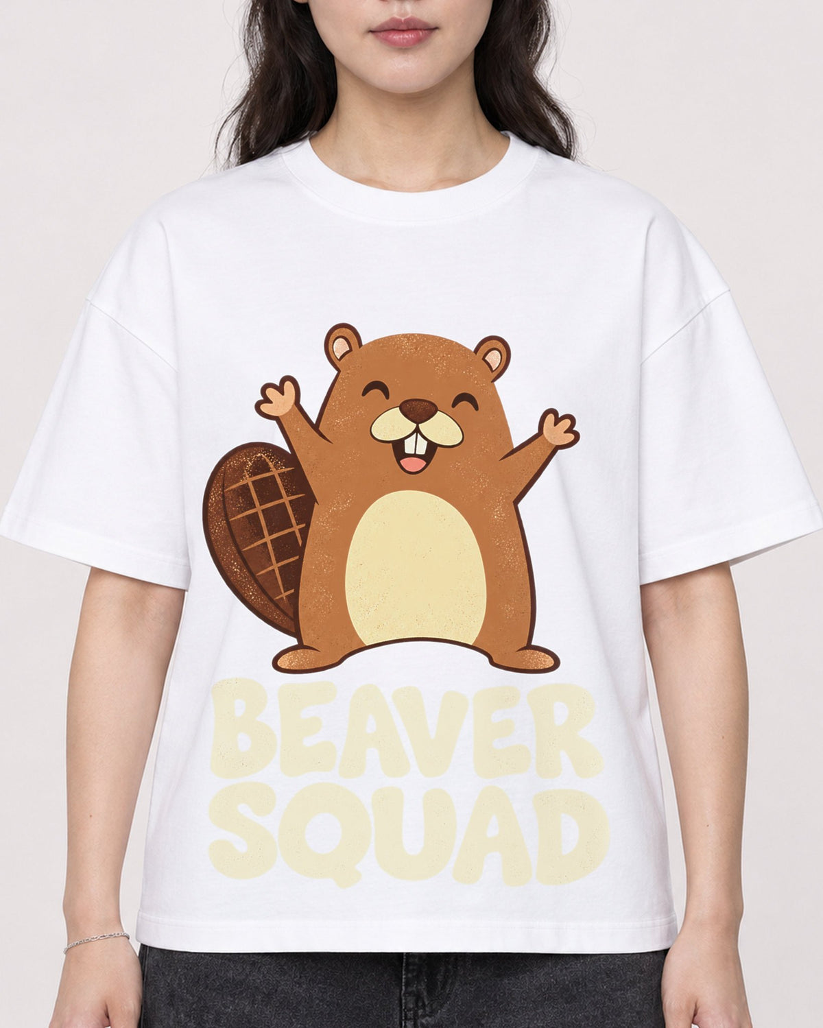 Mockup Boxy Heavyweight Tee White female close-up 03