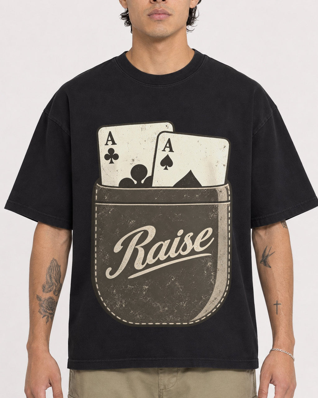 Mockup Boxy Heavyweight Tee Black male close-up 36