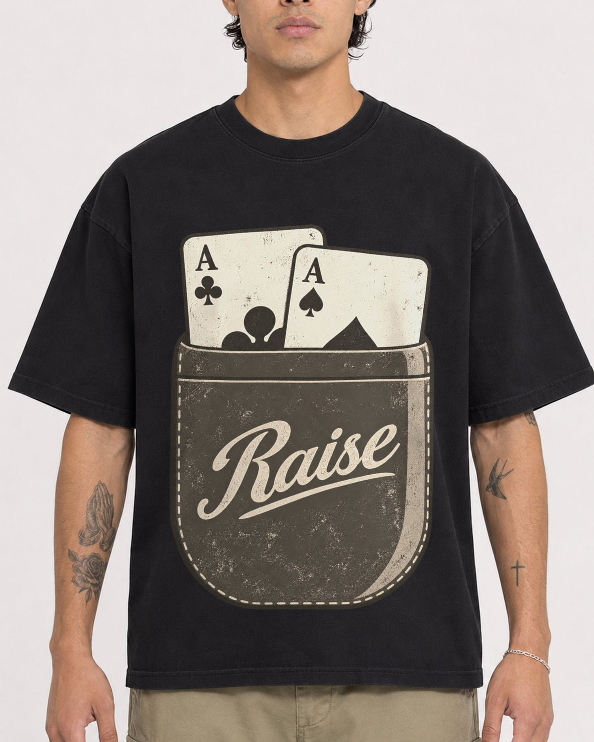Mockup Boxy Heavyweight Tee Black male close-up 36